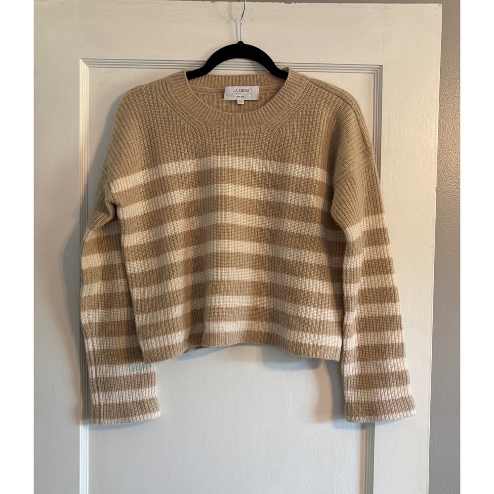 Women's La Ligne 100% Cashmere Striped Crewneck Sweater Size XS
